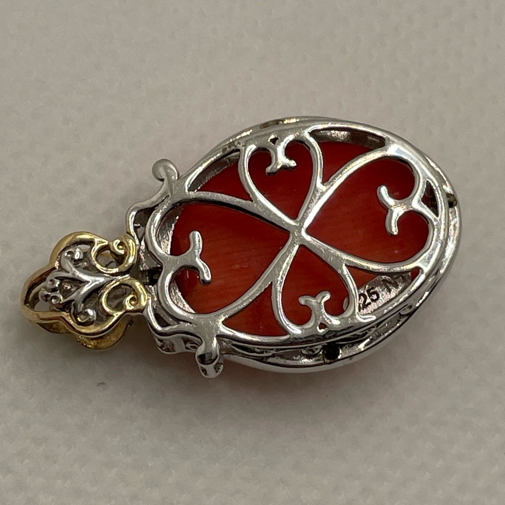 Gems en Vogue Salmon Coral Sapphire Pendant - Picture 9 of 14